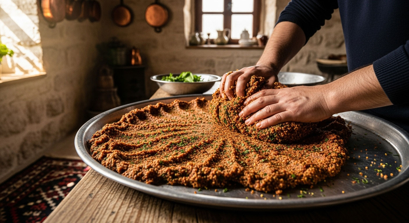 geleneksel-çiğköfte Elde yoğrulan geleneksel çiğköfte görüntüsü